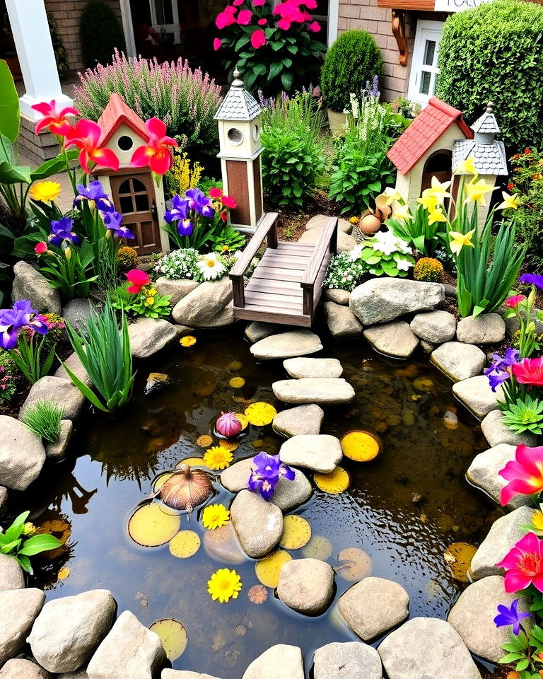 cozy cottage style pond - 15 Front Yard Pond Ideas