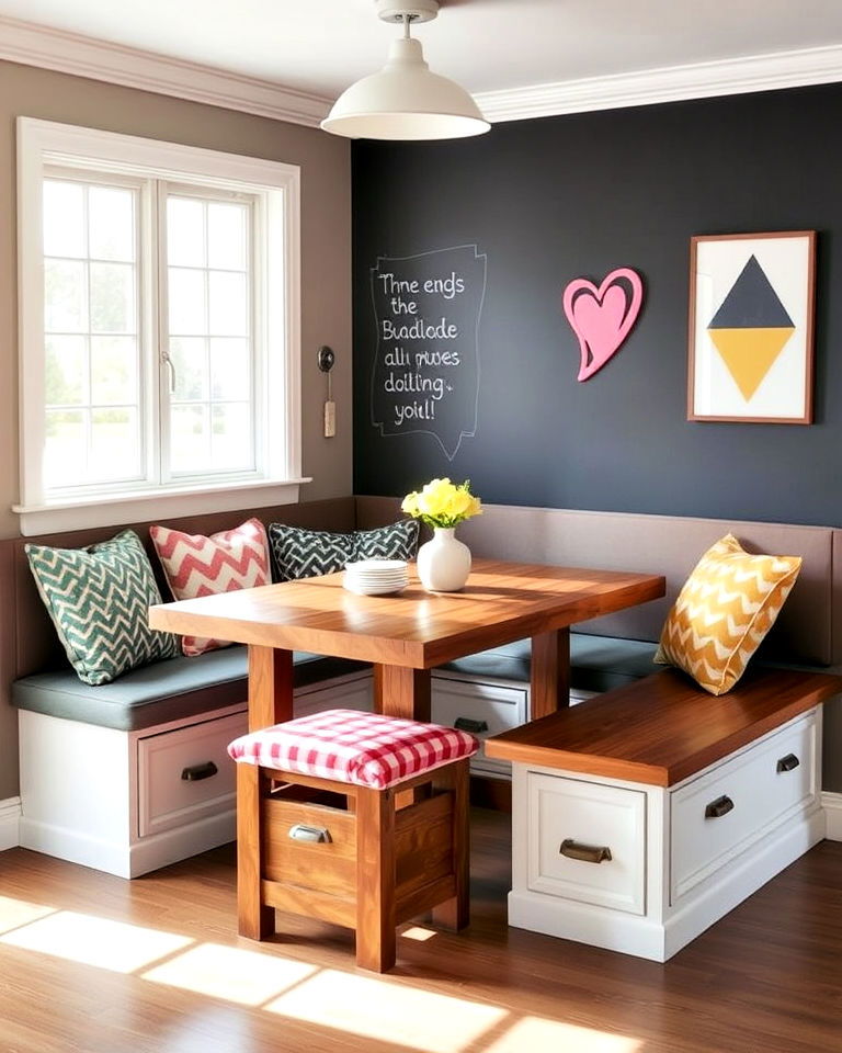cozy family oriented breakfast nook with durable furniture - 20 Corner Breakfast Nook Ideas