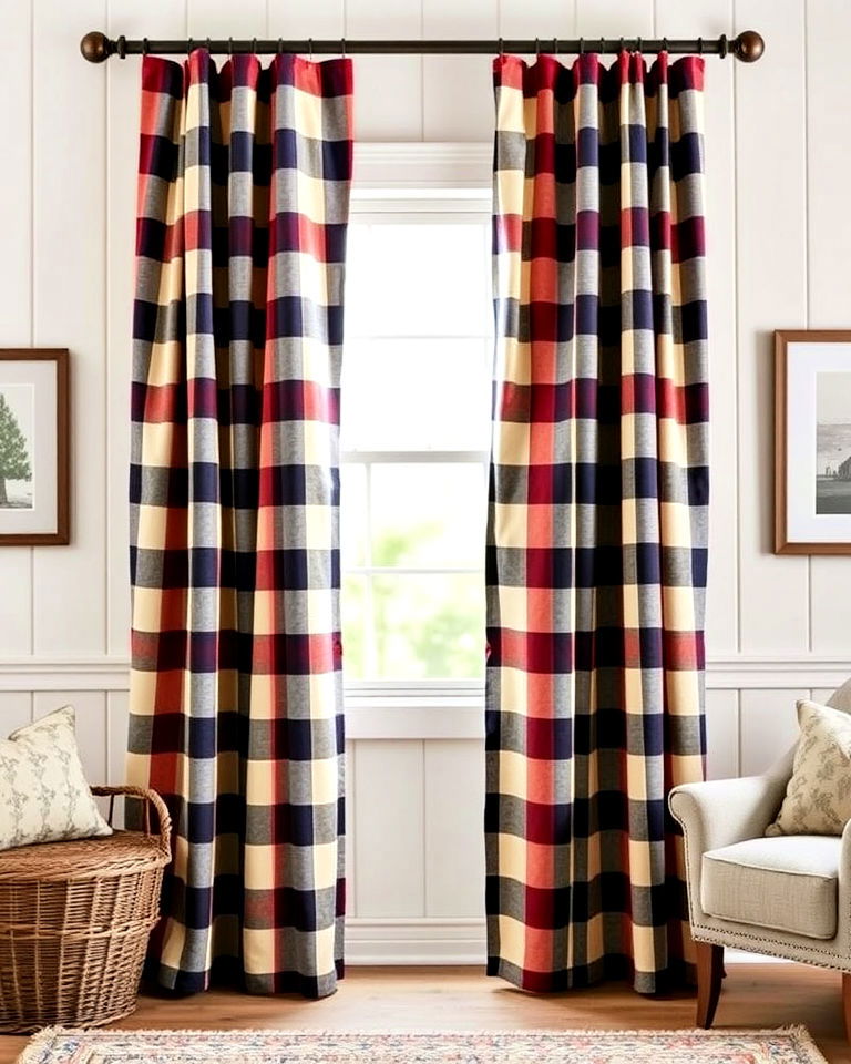 cozy farmhouse plaid curtains cozy farmhouse plaid curtains - 25 Farmhouse Curtain Ideas