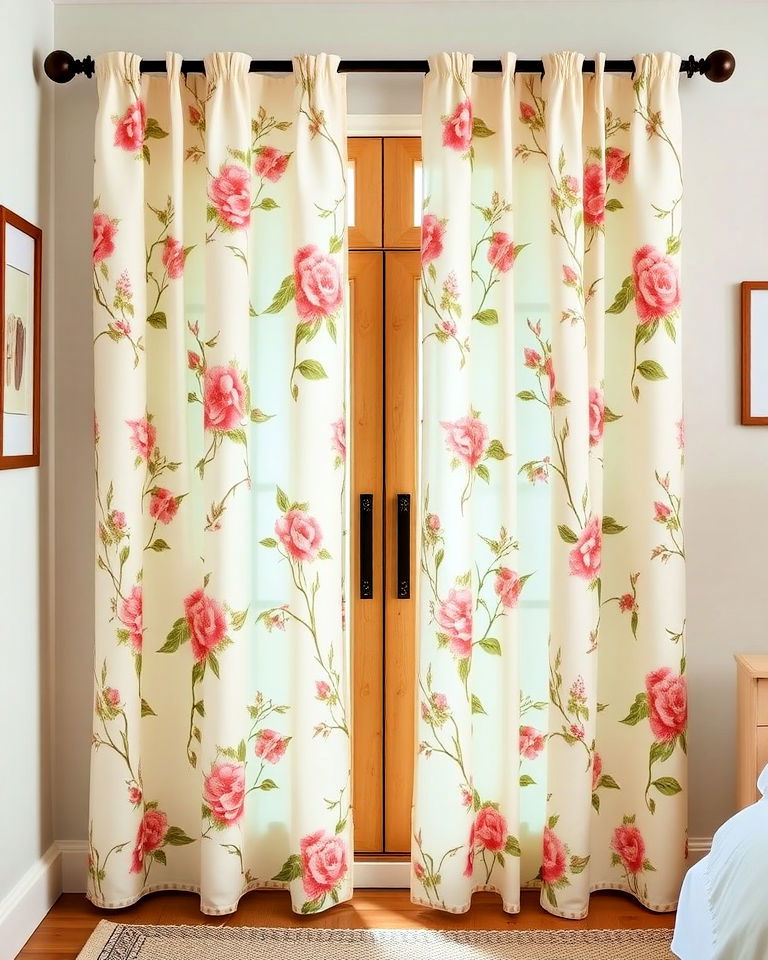 cozy floral printed curtains cozy floral printed curtains - 25 Farmhouse Curtain Ideas