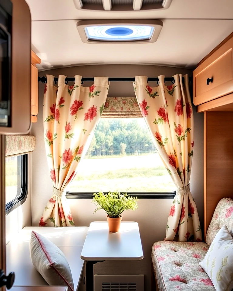 cozy hang curtains for privacy - 25 Rv Decorating Ideas
