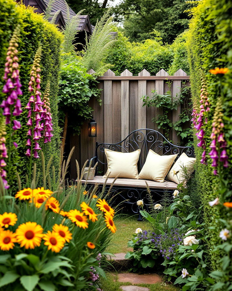 cozy hidden seating nook - 15 Cottagecore Garden Ideas