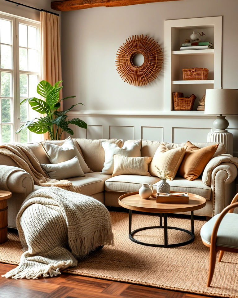 cozy layered textures nancy meyers living room - 15 Nancy Meyers Living Room Ideas