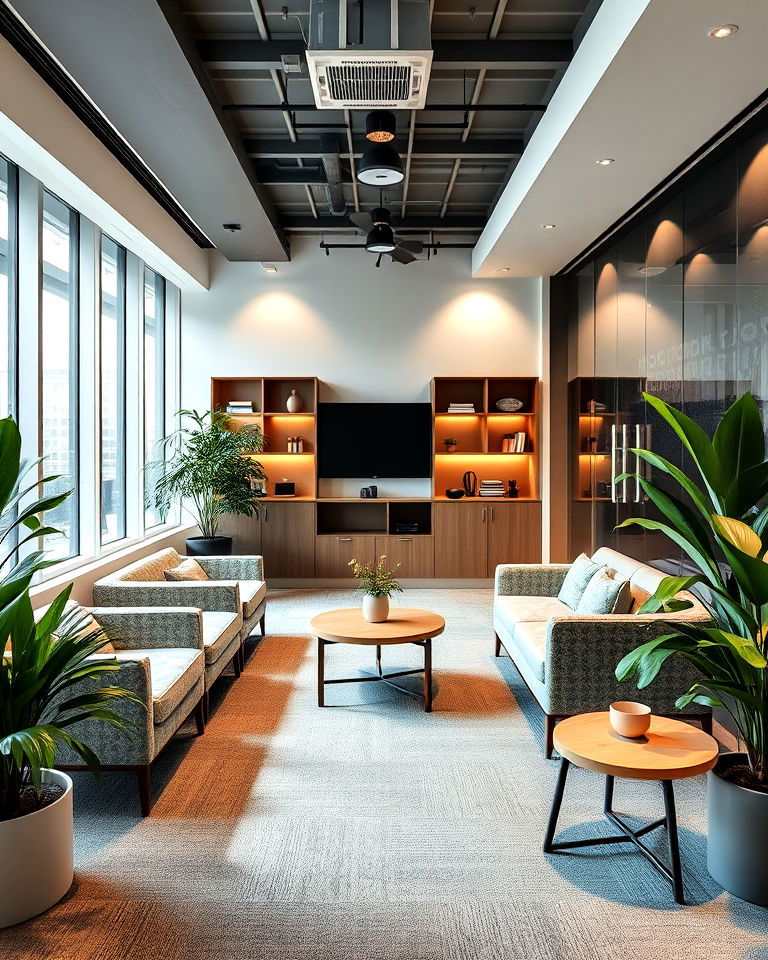 cozy lounge area for staff breaks - 15 Law Office Interior Design Ideas