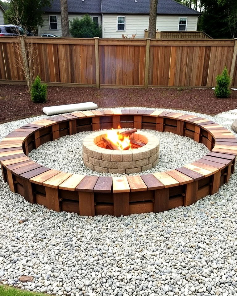 cozy outdoor fire pit surrounds - 15 Railroad Ties Landscaping Ideas