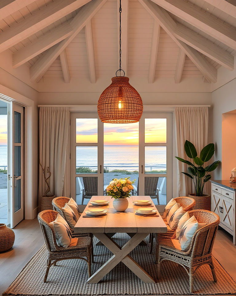 cozy outdoor inspired lighting - 30 Beach House Interior Design Ideas