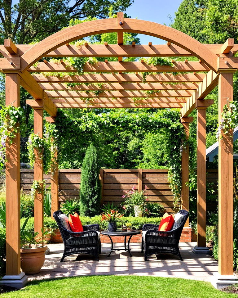 cozy pergola style arch - 25 Garden Arch Ideas