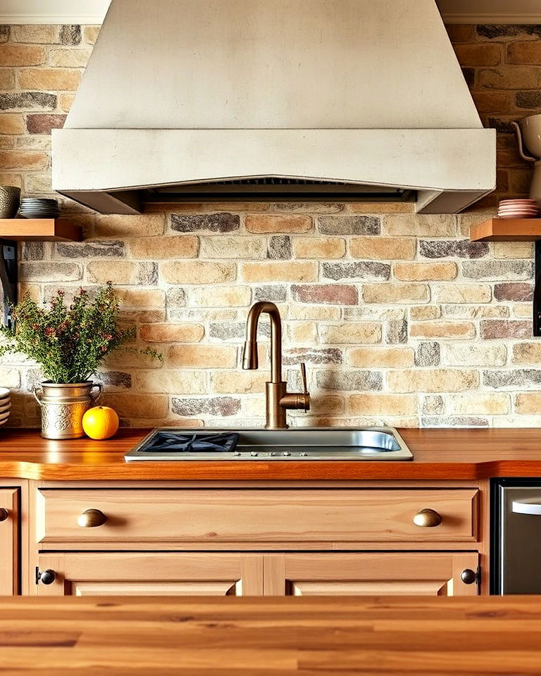 cozy reclaimed stone backsplash - 20 Stone Kitchen Backsplash Ideas