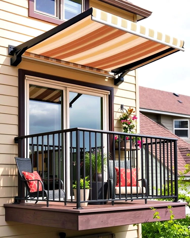 cozy retractable canopy - 15 Second Story Balcony Ideas
