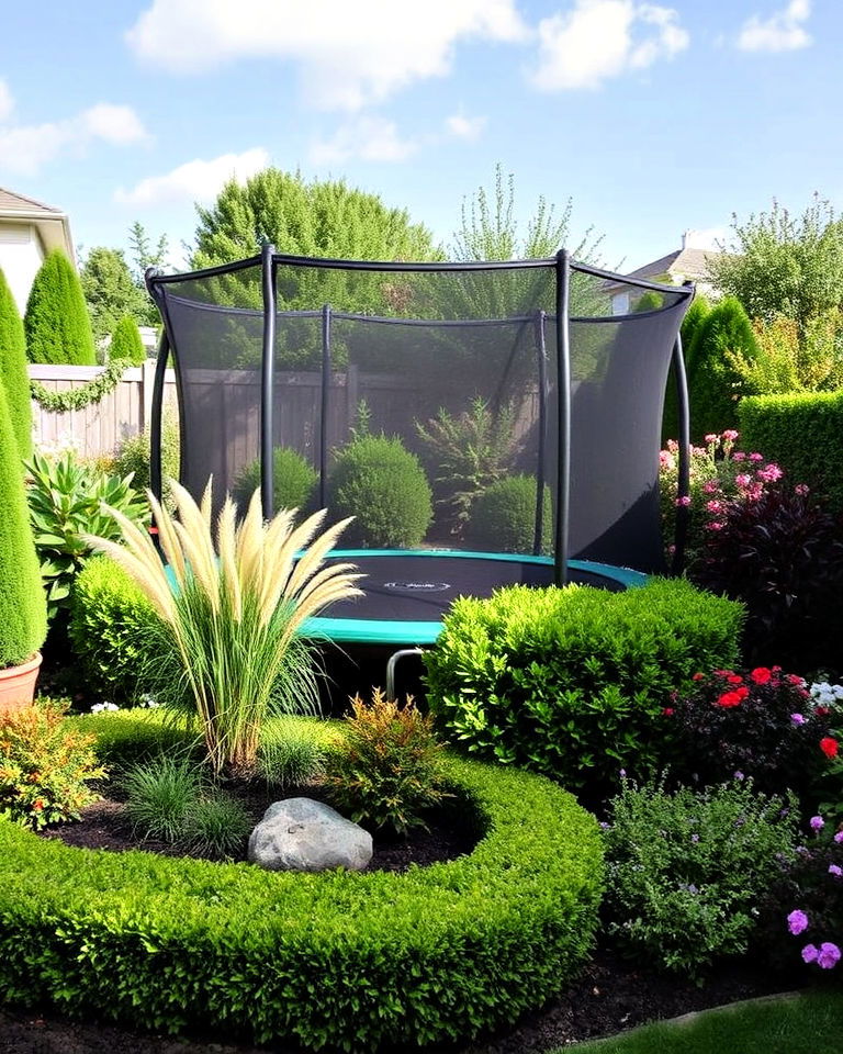cozy trampoline garden nook - 15 Trampoline Landscaping Ideas