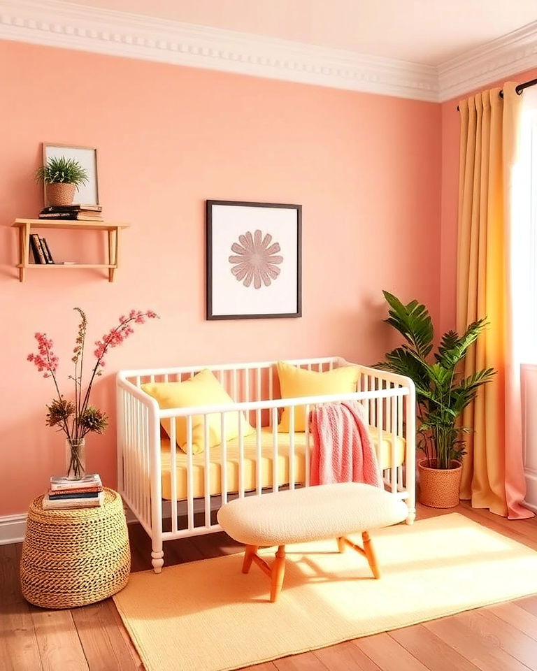 cozy yellow and pink nursery - 15 Combination Colors That Go With Yellow at Home