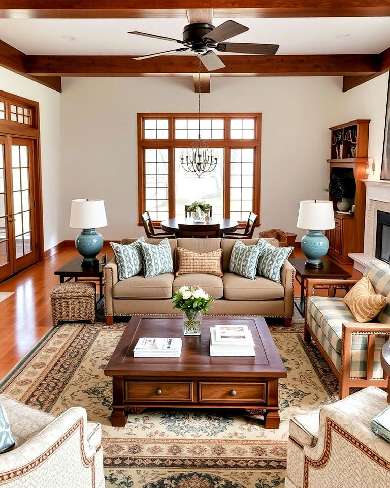 craftsman homes often feature an open floor plan - 25 Craftsman Living Room Ideas