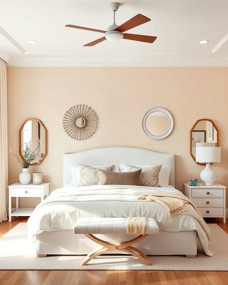 cream accent wall bedroom - 15 White and Cream Bedroom Ideas-captions