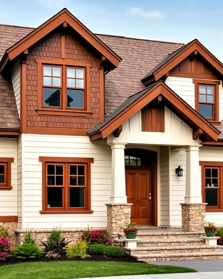 cream and brown craftsman design house exterior - 20 Cream and Brown House Exterior Ideas