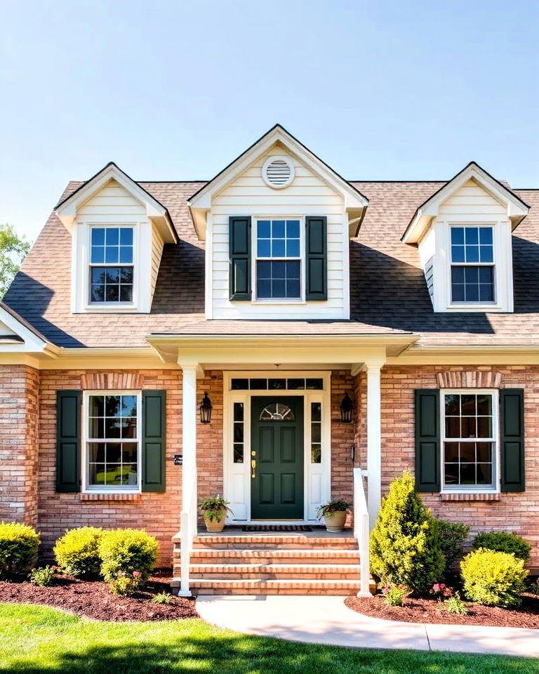 cream vinyl and beige brick siding for a charming look - 20 Vinyl Siding and Brick Combinations