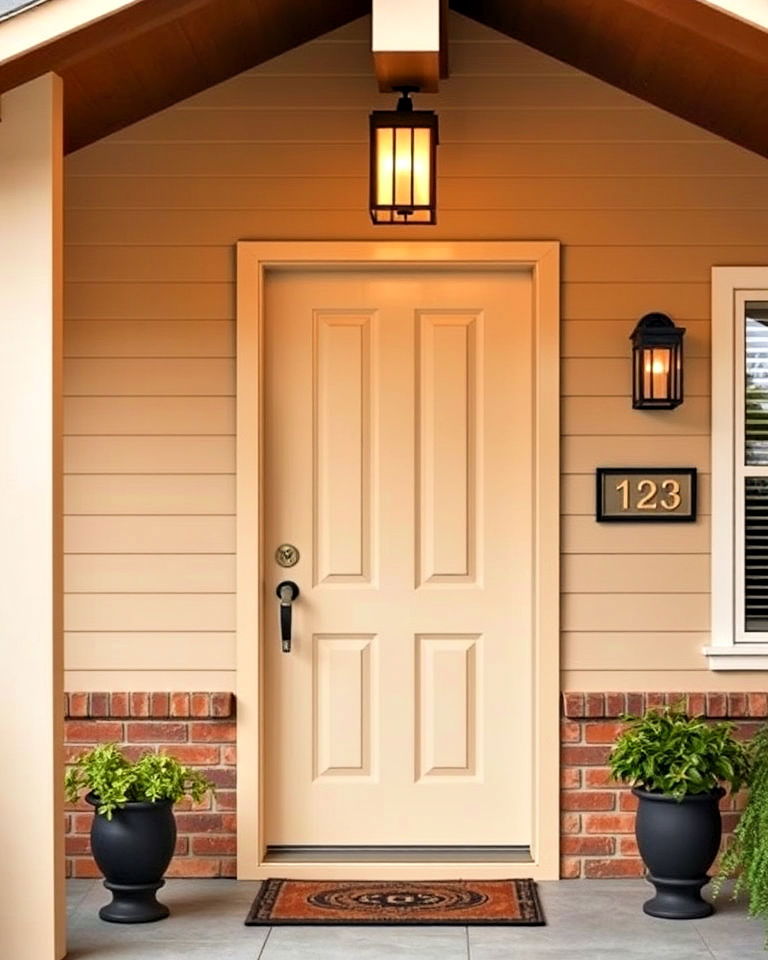creamy beige front door - 25 Mid Century Front Door Colors