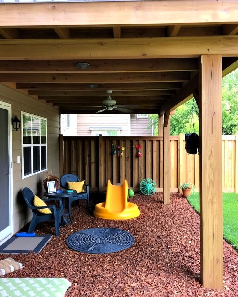 create a play area under deck - 20 Under Deck Landscaping Ideas