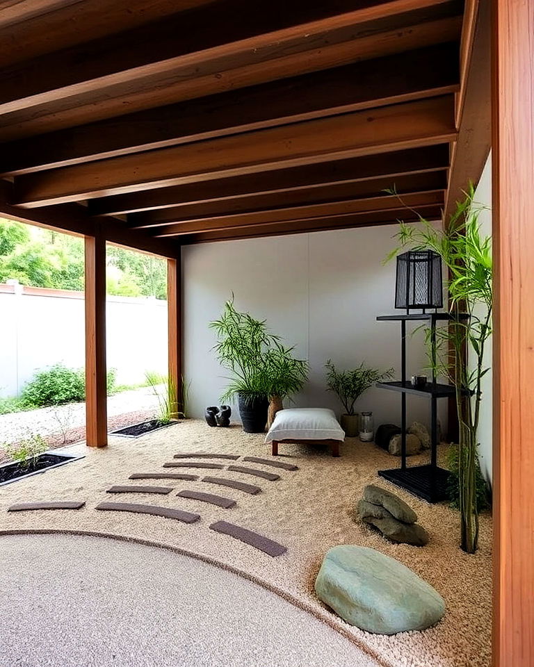 create a zen garden - 20 Under Deck Landscaping Ideas