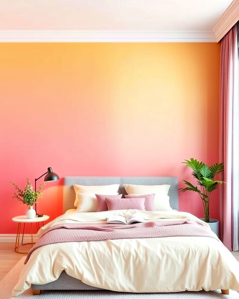 create an ombre accent wall - 25 How to Decorate With Yellow and Pink-captions