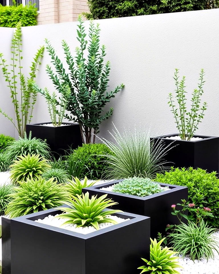 create contrast with monochromatic plantings - 20 Minimalist Landscaping Ideas