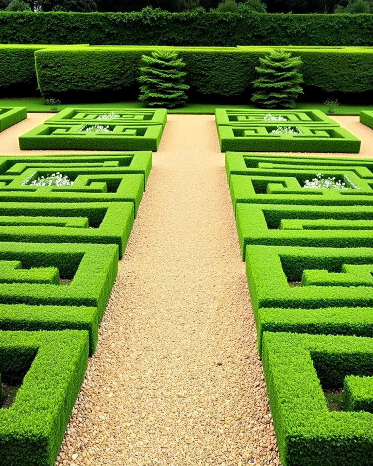 create patterns with low boxwood parterres - 25 Boxwood Landscaping Ideas