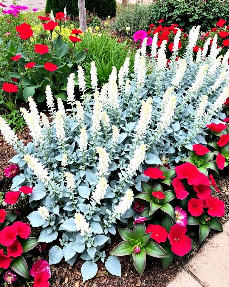 creating gardens contrasting color borders - 15 Lambs Ear Border Ideas