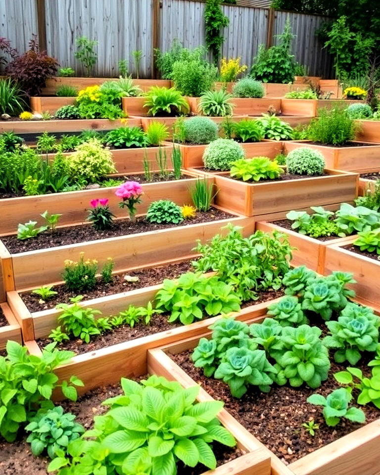 creating multi level planting beds - 30 Terraced Garden Ideas