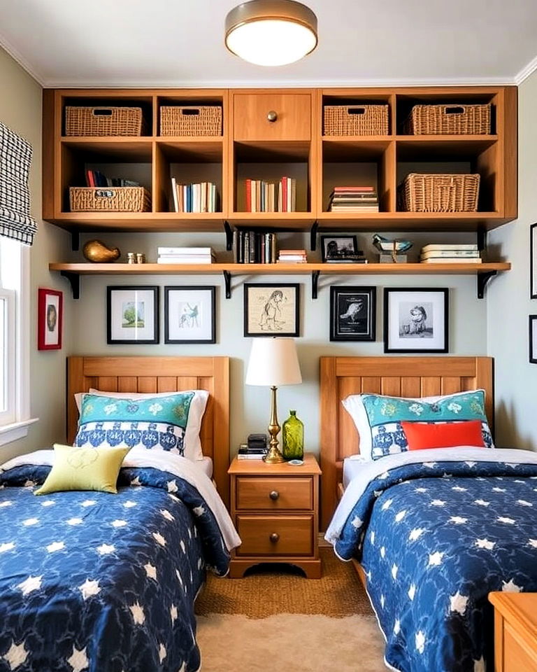 creative overhead storage for kids room - 40 Shared Kids Room Design Ideas