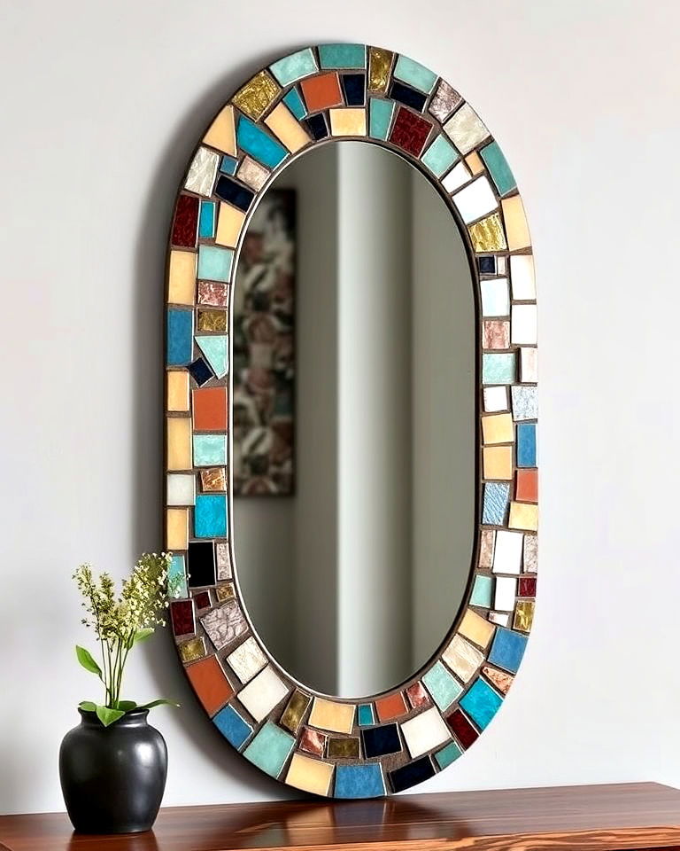 creativity with an abstract mosaic mirror - 15 Mosaic Mirror Ideas