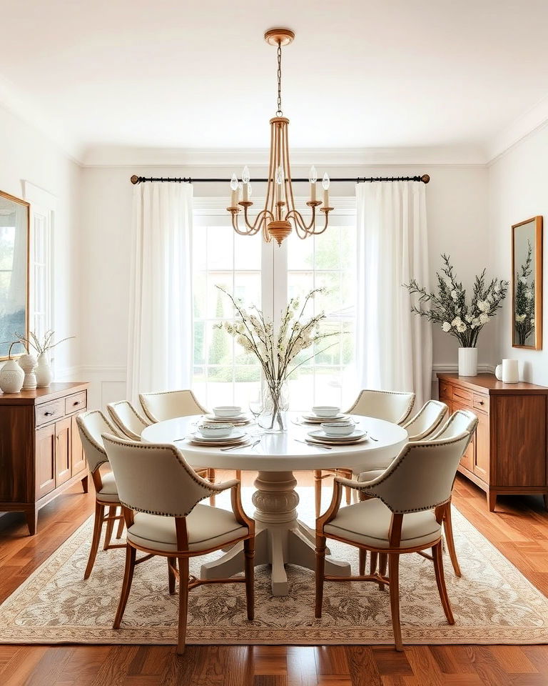 crisp white with brown dining room - 25 Colors That Go With Brown for Any Room