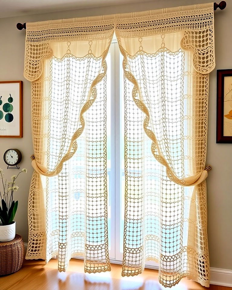 crochet doorway curtains for handcrafted appeal - 20 Doorway Curtain Ideas