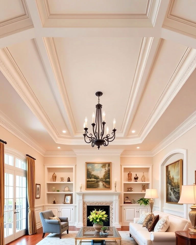crown molding around the edges of the reverse tray ceiling - 20 Reverse Tray Ceiling Idea