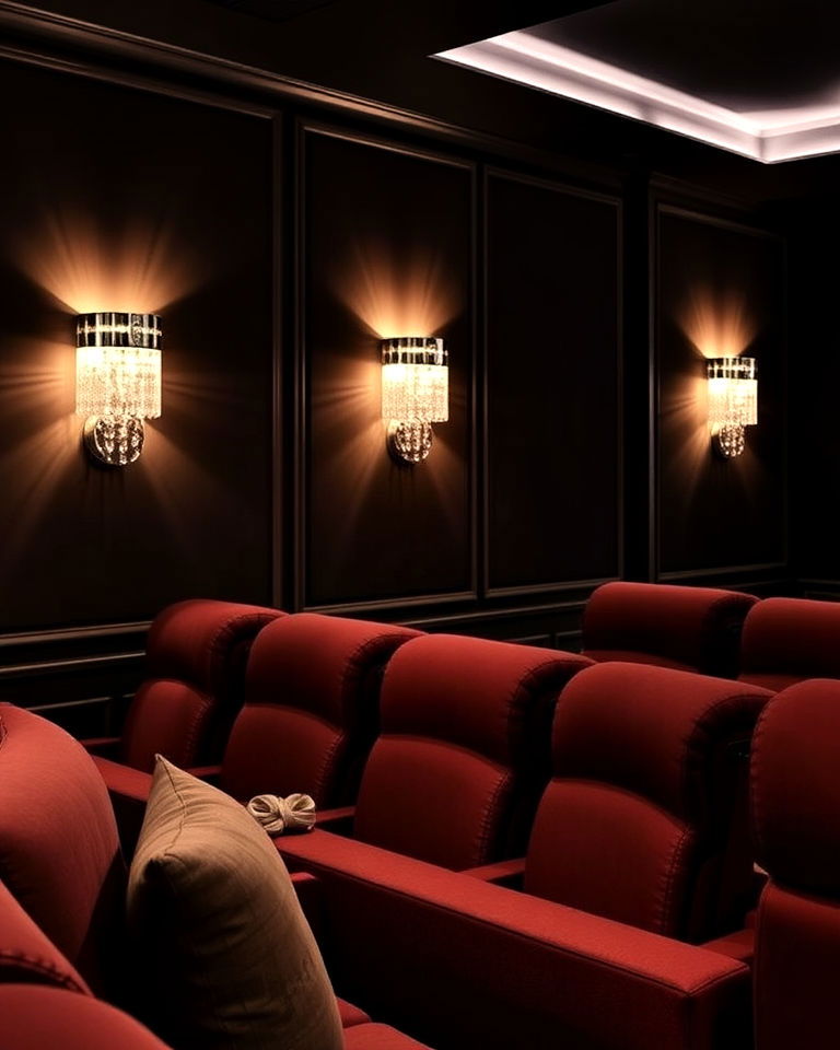 crystal embellished wall sconces - 15 Home Theater Wall Sconce Ideas