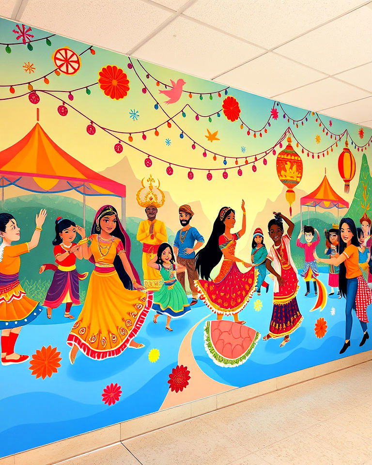 cultural festivals shcool mural - 40 School Mural Ideas