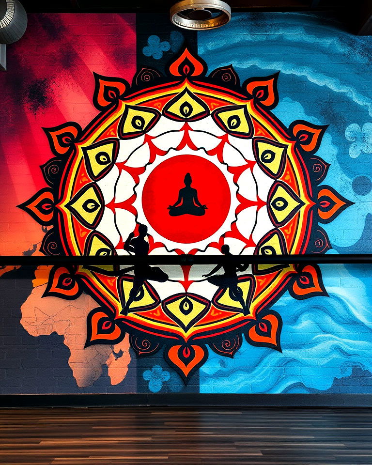 cultural fitness symbols mural for gym - 15 Gym Murals