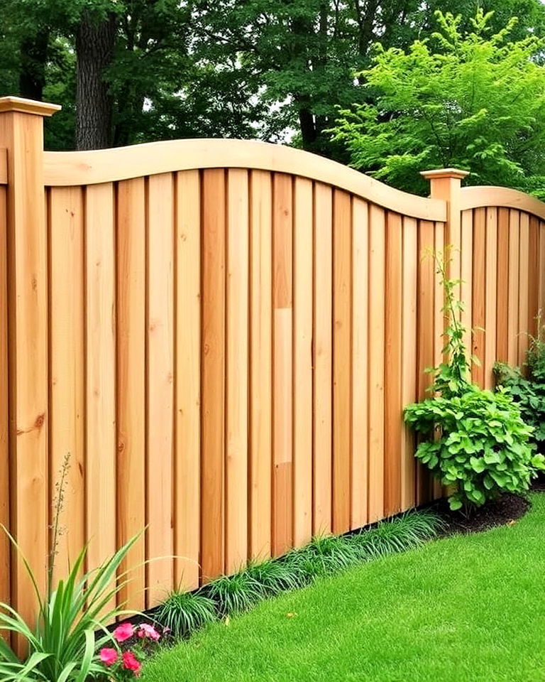 curved fence design for unique appeal - 20 Board on Board Fence Ideas