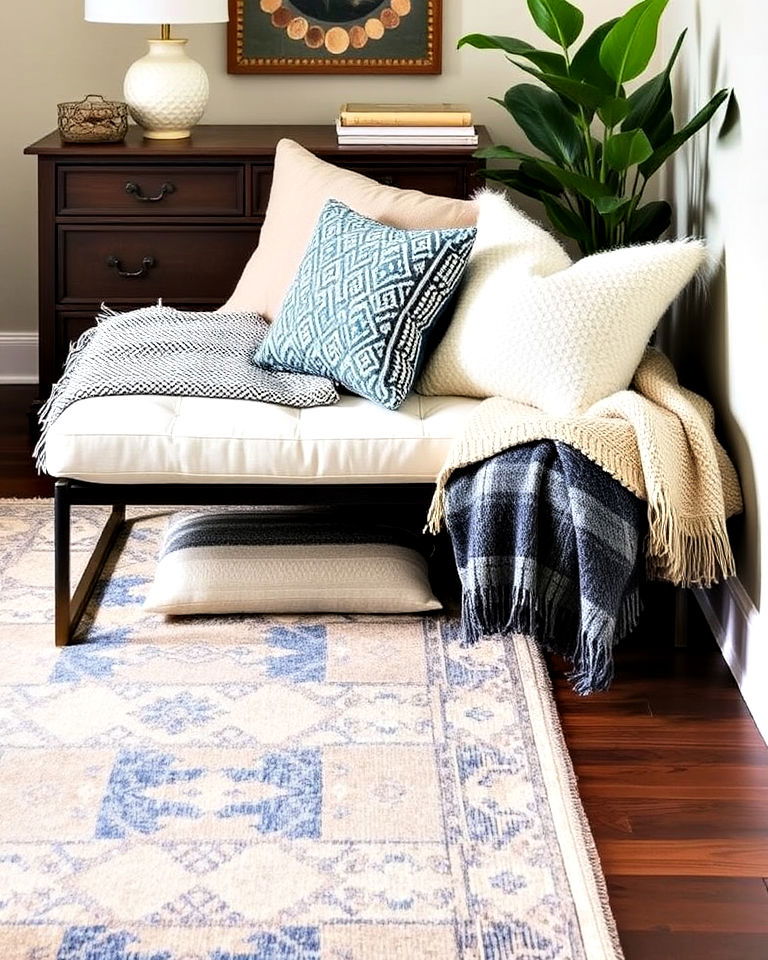 cushioned bench seats for floor - 30 Floor Seating Ideas