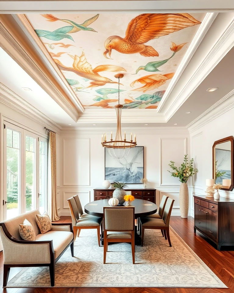 custom artwork for the recessed area - 20 Reverse Tray Ceiling Idea