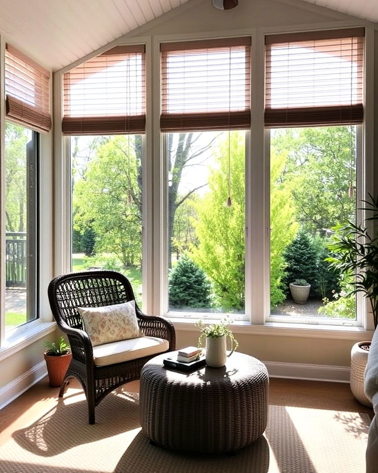 custom blinds for sun control - 20 Sunroom Curtain Ideas