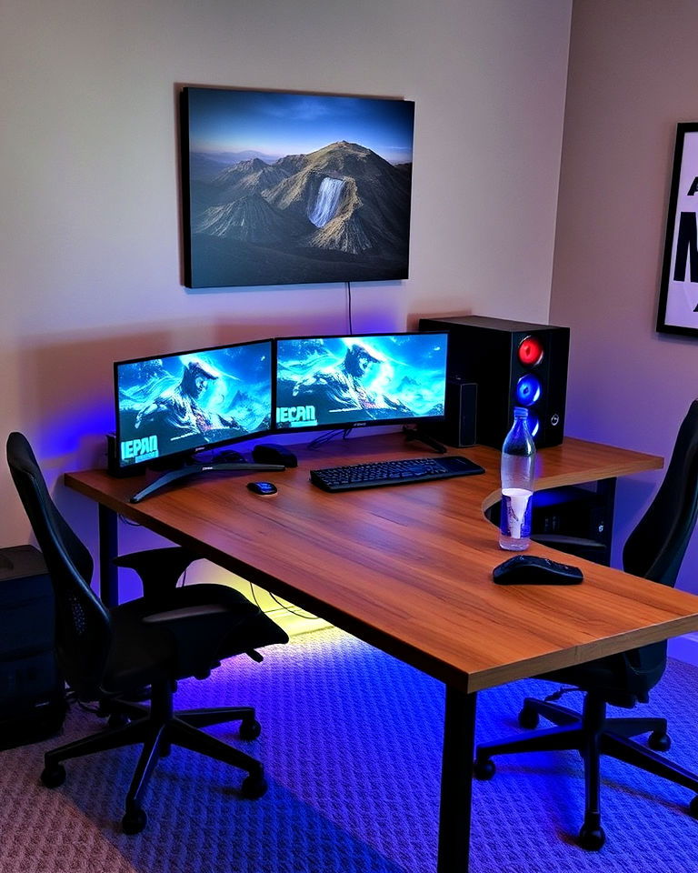 custom built gaming desk - 20 Gaming Man Cave Ideas