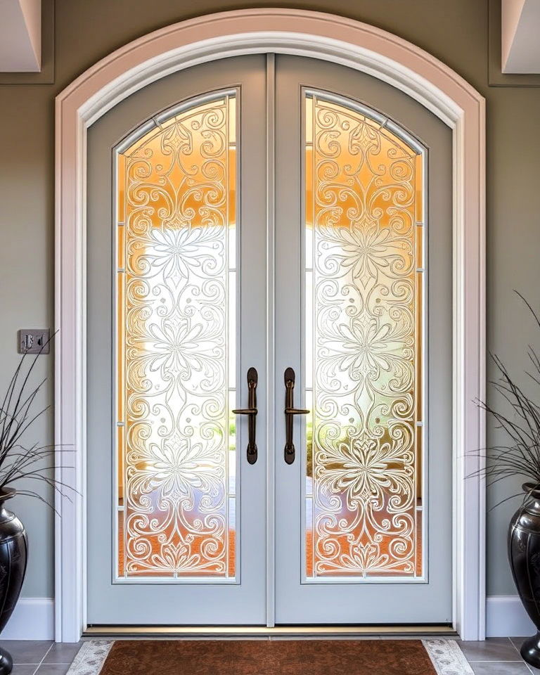 custom carved glass door - 20 Glass Front Doors Ideas
