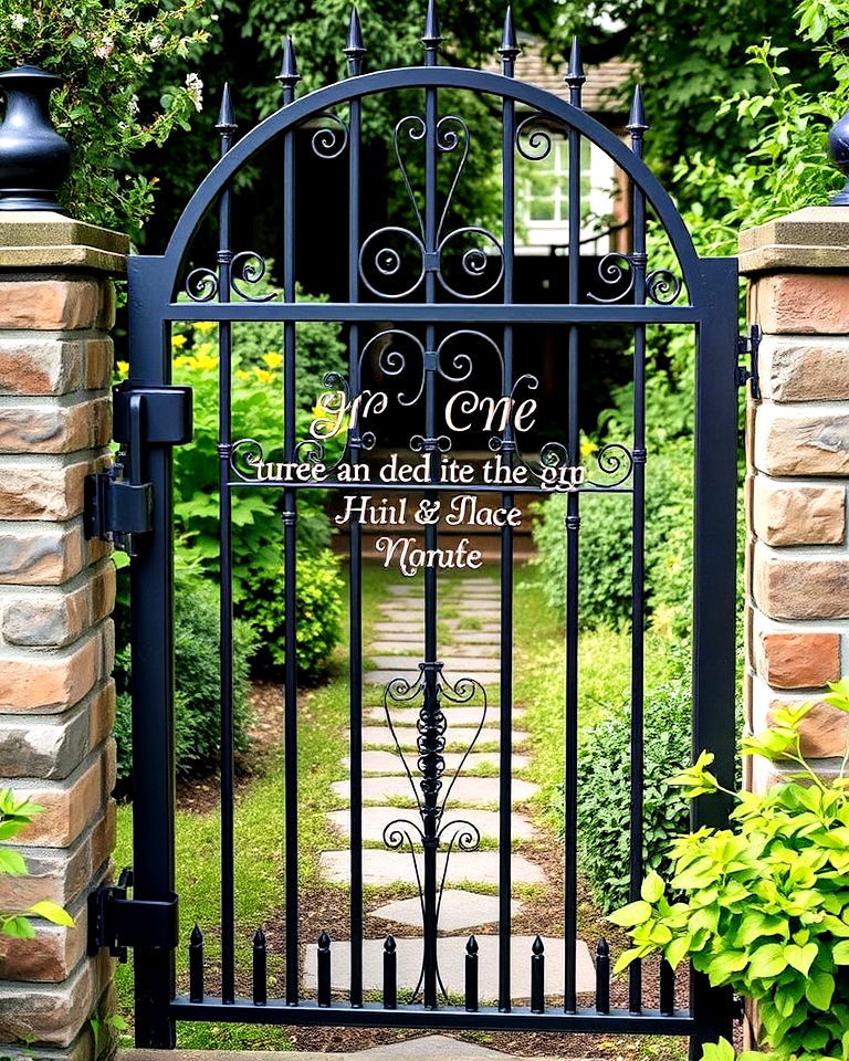 custom engraved metal gate - 20 Metal Garden Gate Ideas