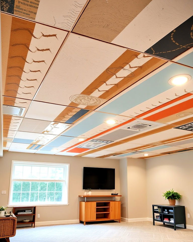 custom paint patterns ceiling custom paint patterns ceiling - 20 Exposed Basement Ceiling Ideas