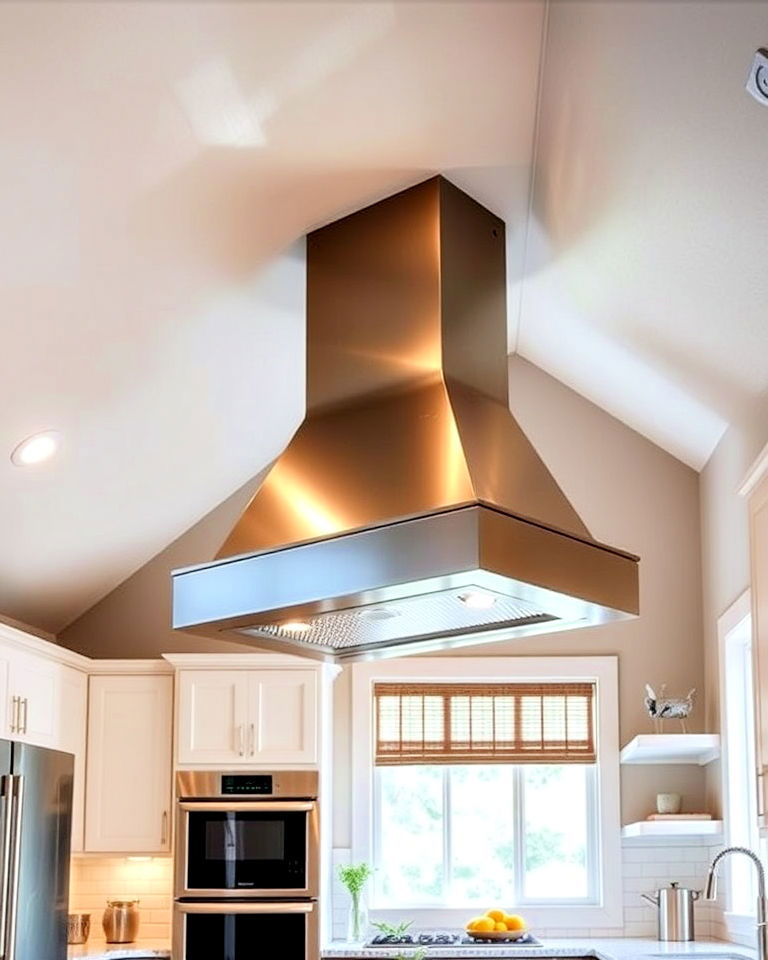 custom range hood for focal point - 15 Sloped Ceiling Kitchen Ideas