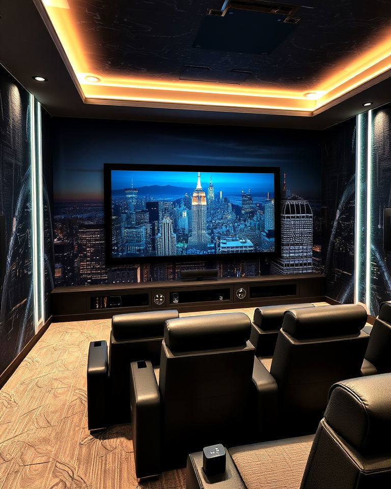 custom wall murals home theater - 25 Modern Home Theater Ideas