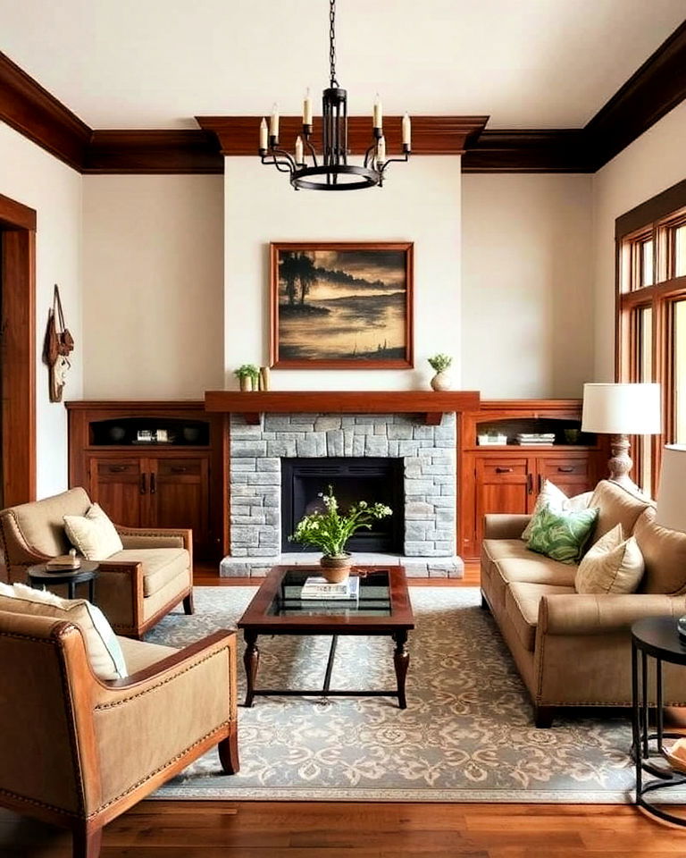 custom woodwork for personalization - 25 Craftsman Living Room Ideas