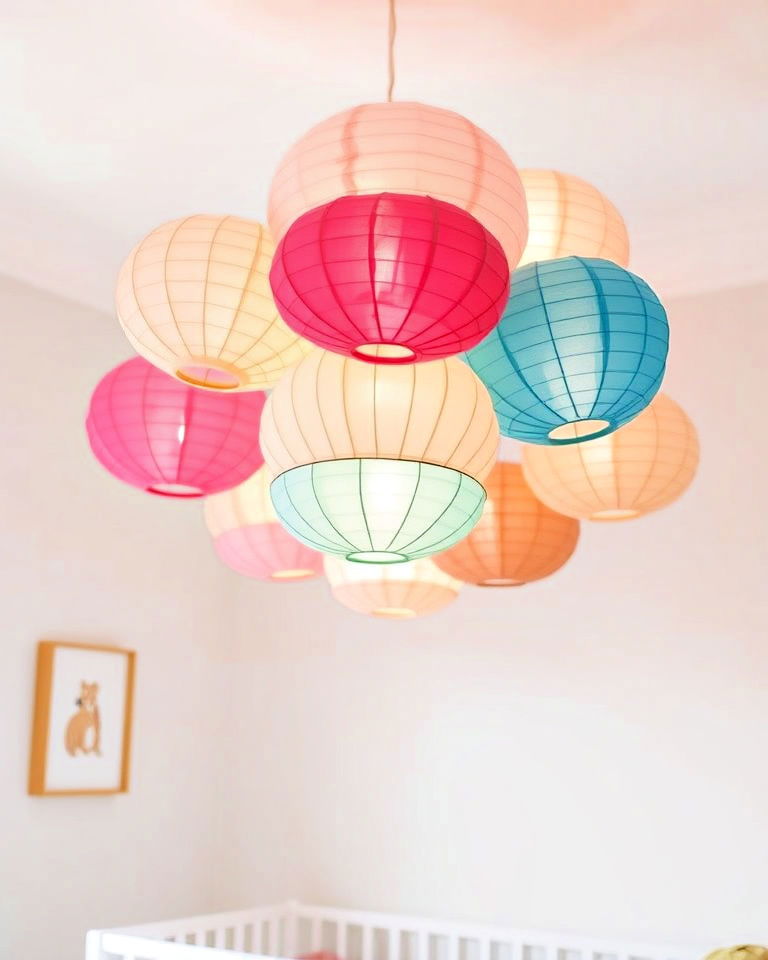 customizable paper lantern chandelier - 15 Nursery Chandelier Ideas