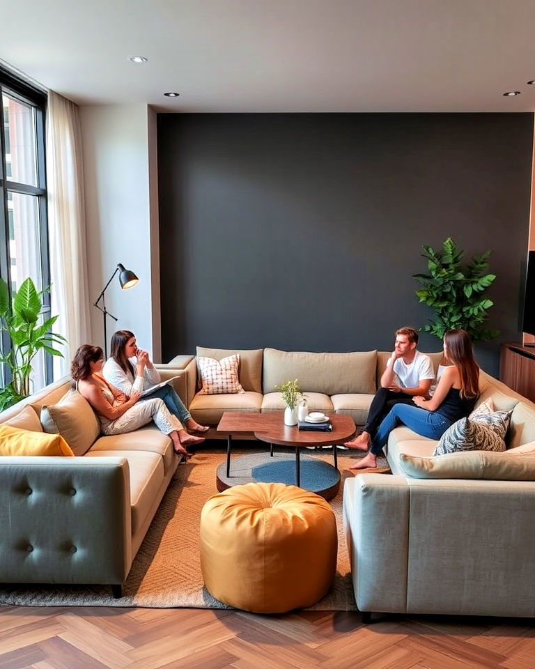 customizable seating arrangements living room - 15 Friends Living Room Ideas