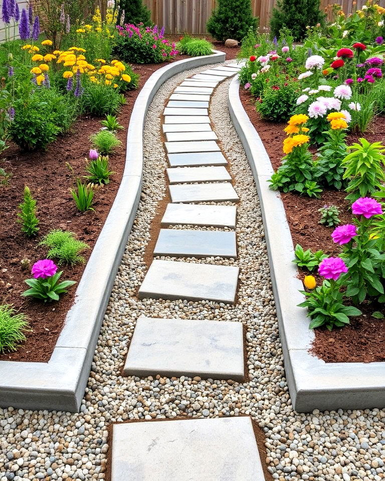 customize concrete pathway borders - 20 Concrete Garden Ideas