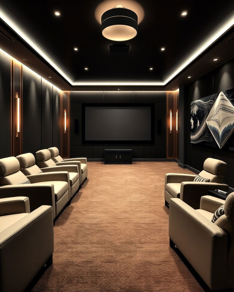 customized carpeting home theater - 25 Modern Home Theater Ideas
